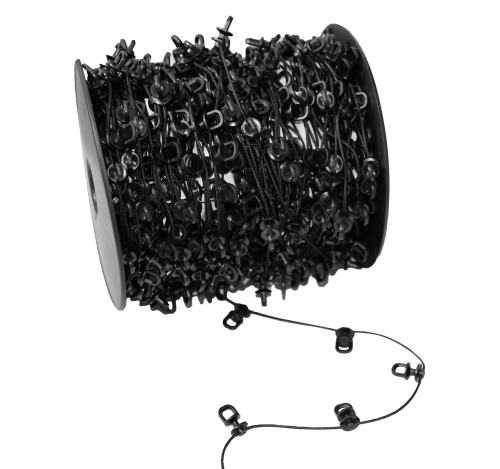 Ślizgi na sznurku do systemu WAVE co 8 cm czarne nieobrotowe (Rolka 50 mb) 